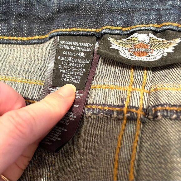 Harley Davidson blue jeans denim pants 10 long EUC bootcut low rise - Picture 14 of 16